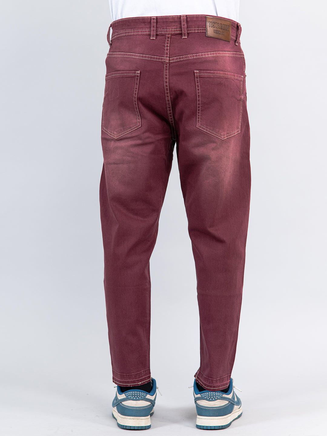 Buy Maroon Ripped Cropped Slim Fit Mens Jeans Online | Tistabene - Tistabene